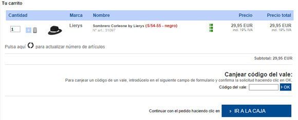 Código descuento Sombreroshop